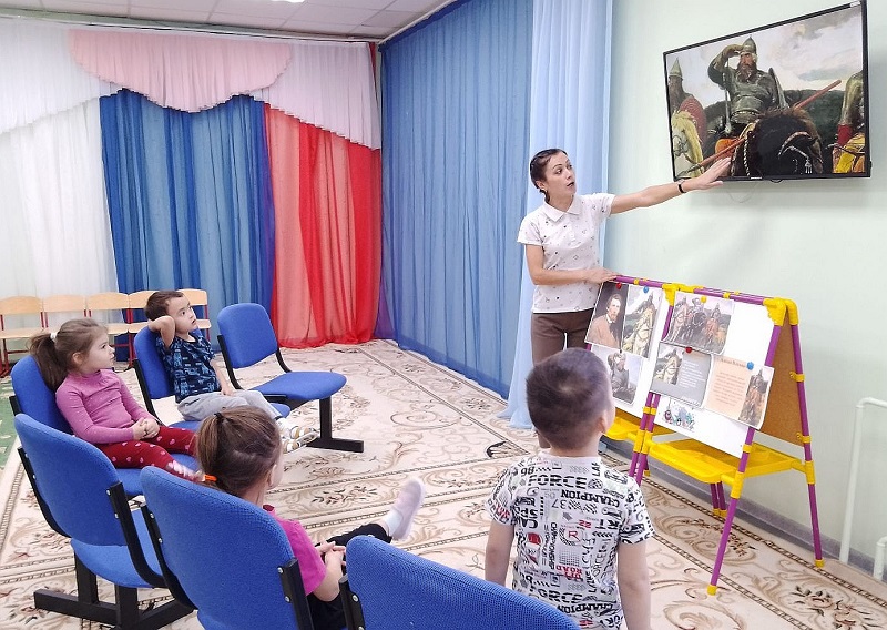 В рамках педагогического проекта &amp;quot;Это русская сторонка&amp;quot; картина В.М.Васнецова &amp;quot;Богатыри&amp;quot;.